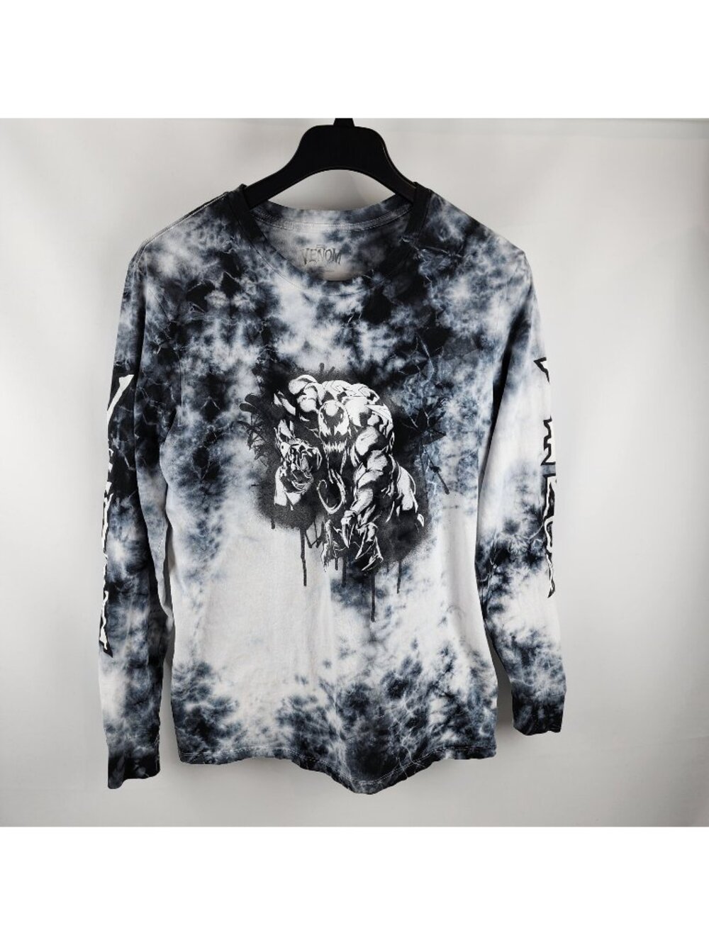 Marvel VENOM Graphic Tee T-Shirt Adult Large Tie-Dye Black White Gray